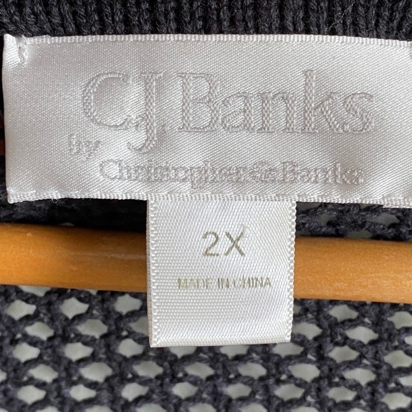 C.J. Banks by Christopher & Banks 3/4 Sleeve Open Knit Cardigan Top Size 2X - Picture 2 of 12